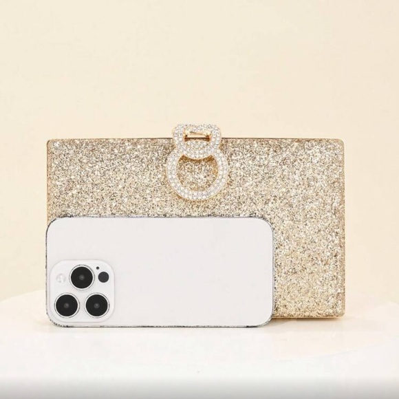 Luxurious gold rhinestone party evening wedding prom clutch box bag